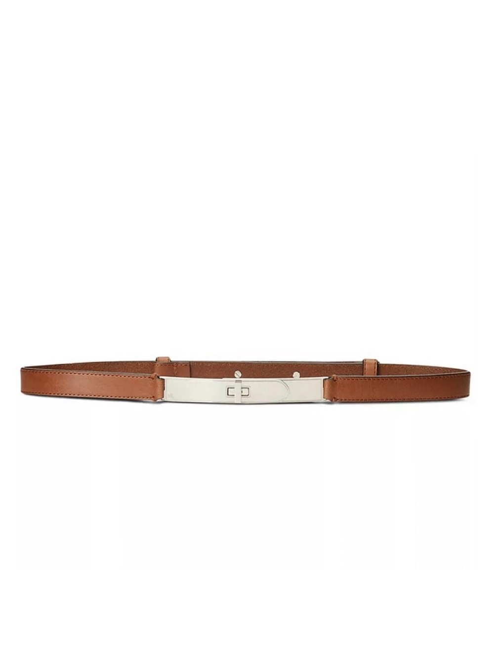 Ralph Lauren Brown Leather Belt with Silver-Tone Plate Buckle - Size S ( NWOT )